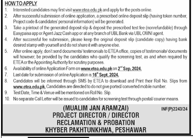 Vacancies at Directorate of Reclamation and Probation